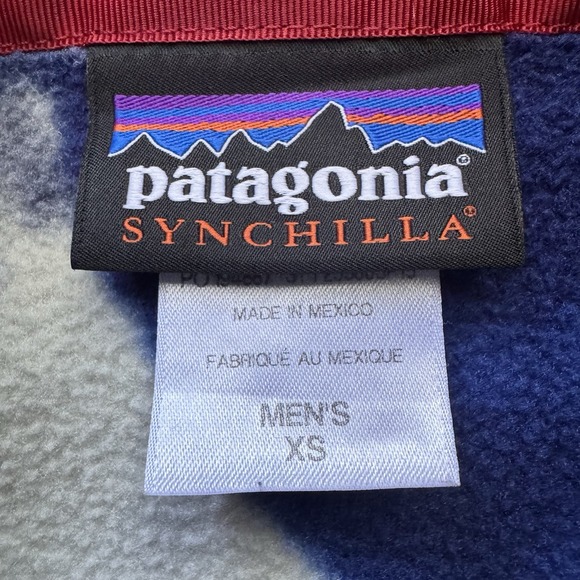 RARE Patagonia Synchilla Rare Blue Floral Hibiscus SnapT Fleece Pullover Mens XS - Picture 6 of 16